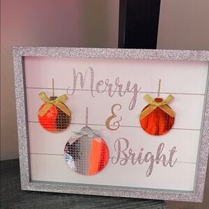 Festive Glitter Frame with Silver and Gold Ornaments